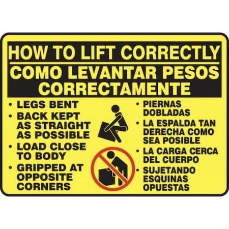 Accuform BILINGUAL Safety Sign HOW TO LIFT SBMGSH501VA SBMGSH501VA
